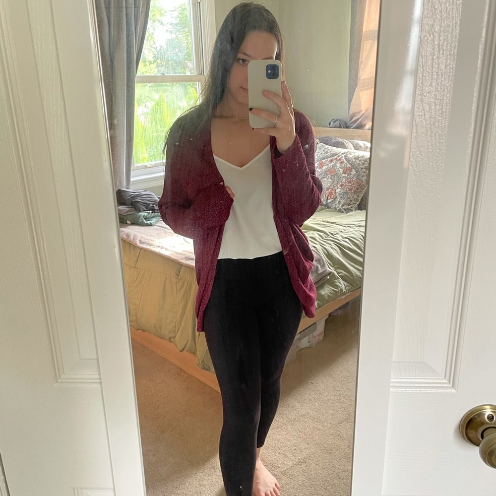 Burgundy knit cardigan